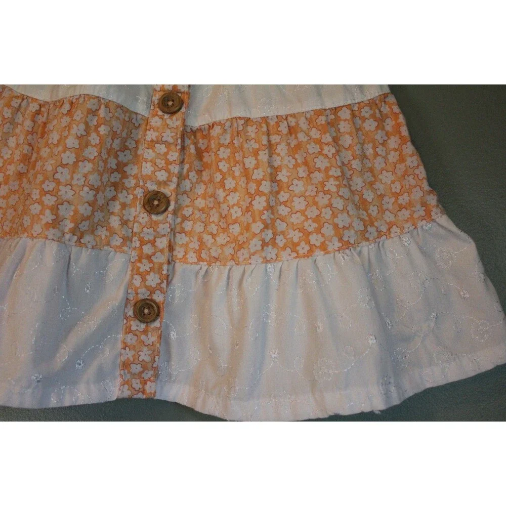Penelope Mack Baby Girls Button Dress Orange and White Size 12m Spring